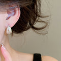 Sparkling Zircon Round Copper Earrings Minimalist Modern Small Huggie Hoop Jewelry view 3