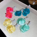 Summer Resort Green Shell Round Tassel Drop Earrings Fashion OL Beach Photo Jewelry view 2