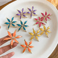 Alloy Silver Needle Rhinestone Enamel Flower Stud Earrings For Women Minimalist Sweet Style view 4