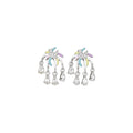 Alloy Enamel Flower Stud Earrings With Rhinestone Accents Light Luxury OL Style view 5