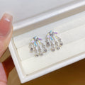 Alloy Enamel Flower Stud Earrings With Rhinestone Accents Light Luxury OL Style view 4