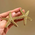 Gold Alloy Starfish Stud Earrings For Women Beach Vacation European Style Light Luxury Jewelry view 2
