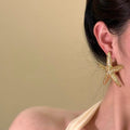 Gold Alloy Starfish Stud Earrings For Women Beach Vacation European Style Light Luxury Jewelry view 3