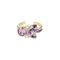 14K Gold Plated Copper Wheat Ear Open Ring With Zircon Elegant Court Style Women's Jewelry view 5