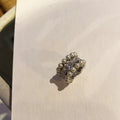French Vintage Double Layer Faux Pearl Rhinestone Geometric Clip-on Earrings For Women view 4