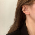 French Double Layer Faux Pearl Clip-on Earrings, Elegant Vintage Round Geometric Ear Cuffs view 3