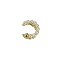 French Double Layer Faux Pearl Clip-on Earrings, Elegant Vintage Round Geometric Ear Cuffs view 5