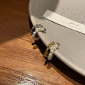 French Double Layer Faux Pearl Clip-on Earrings, Elegant Vintage Round Geometric Ear Cuffs view 2