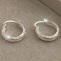 Hot Selling Matte Vine Texture Hoop Earrings Minimalist Cool Style Unisex Plain Ear Jewelry view 2