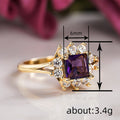 French Sunflower Ring With Faux Amethyst And Zircon Inlay, Elegant Temperament Jewelry view 4
