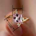 Niche Rhombus Quadrilateral Ring With Imitation Pink Crystal Sweet Fairy Jewelry For Women view 4