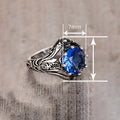 Faux Sapphire Ring With Mysterious Vintage Texture, Lolita Gothic Dark Style Finger Jewelry view 4