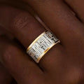Unisex Quadrilateral Plaid Inlaid Two Tone Ring, Simple French Style Fashion Finger Jewelry view 2
