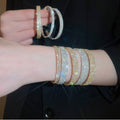Light Luxury Copper Rhinestone Round Multi Layer Open Bangle For Elegant Evening Wear view 2