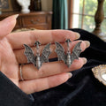 Vintage Gothic Black Bat Alloy Dangle Stud Earrings For Women Punk Statement Metal Tassel Earrings view 3