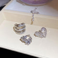 2026 New Copper Zircon Heart Hoop Clip-on Earrings, Light Luxury No-Piercing Ear Cuffs view 4