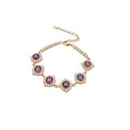 Korean Luxury Copper Zircon Flower Bangle For Evening Dress Geometric Round Design view 5