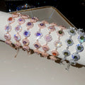 Korean Luxury Copper Zircon Flower Bangle For Evening Dress Geometric Round Design view 1