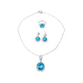 Luxury Agate And Zircon Oval Pendant Necklace Stud Earrings Ring Jewelry Set For Women view 5
