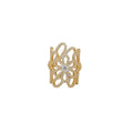 18K Gold Plated Zircon Hollow Flower Wide Open Ring For Women view 5