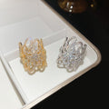 18K Gold Plated Zircon Hollow Flower Wide Open Ring For Women view 4