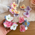 Fabric Flower Hoop Earrings With Silver Pins, Sweet Dopamine Vacation Style Floral Ear Jewelry view 4