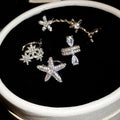 Light Luxury Copper Zircon Star Water Drop Clip-on Earrings For No Piercing OL Style view 4