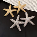 European Style Alloy Starfish Stud Earrings, Coastal Vacation Elegant Unique Jewelry view 2
