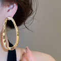 Alloy Smooth Oval Asymmetric Stud Earrings For Women Geometric Statement Fashion Jewelry view 3