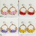 Pearl Look Floral Hoop Statement Stud Earrings in Two Colors view 4