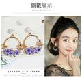 Pearl Look Floral Hoop Statement Stud Earrings in Two Colors view 2
