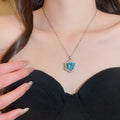 Light Luxury Copper Teardrop Zircon Necklace Elegant Provence Color Clavicle Chain for Women view 4