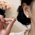 Sweet Romantic Enamel Flower Alloy Stud Earrings For Women Spring Summer Floral Jewelry view 4