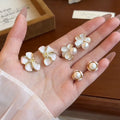 Sweet Romantic Enamel Flower Alloy Stud Earrings For Women Spring Summer Floral Jewelry view 1