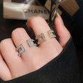 Korean Sweet Cool Copper Zircon Star Open Ring For Women Light Luxury Geometric Style view 3