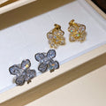 18K Gold Plated Silver Needle Zircon Flower Simulated Pearl Vintage Stud Earrings For Women view 2
