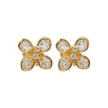 18K Gold Plated Silver Needle Zircon Flower Simulated Pearl Vintage Stud Earrings For Women view 5
