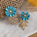 Iron Enamel Flower Leaf Pearl Drop Earrings For Beach Vacation Dopamine Style view 4