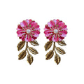 Iron Enamel Flower Leaf Pearl Drop Earrings For Beach Vacation Dopamine Style view 5