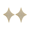 18K Gold Plated Copper Zircon Starburst Diamond Shape Stud Earrings With Silver Post view 5