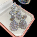 Light Luxury Copper Zircon Waterdrop Stud Earrings With Silver Posts For Women view 3