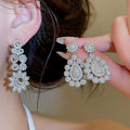 Light Luxury Copper Zircon Waterdrop Stud Earrings With Silver Posts For Women view 2