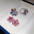 Korean Dopamine Rhinestone Flower Alloy Earrings, Light Luxury Sweet Floral Ear Cuffs For Women view 3