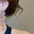 Light Luxury Copper Heart Zircon Tassel Drop Earrings With Silver Posts For Women view 3