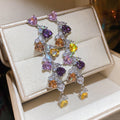 Light Luxury Copper Heart Zircon Tassel Drop Earrings With Silver Posts For Women view 4