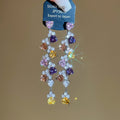 Light Luxury Copper Heart Zircon Tassel Drop Earrings With Silver Posts For Women view 2