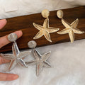 European Style Iron Metal Crinkled Starfish Stud Earrings For Women Trendy Statement Jewelry view 4
