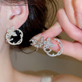 Korean Light Luxury Copper Zircon Butterfly Stud Earrings With Silver Pins view 2