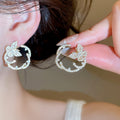 Korean Light Luxury Copper Zircon Butterfly Stud Earrings With Silver Pins view 4