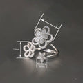 Sparkling Floral Open Ring For Women, Three Flower Inlaid Zircon Lily Finger Jewelry view 4